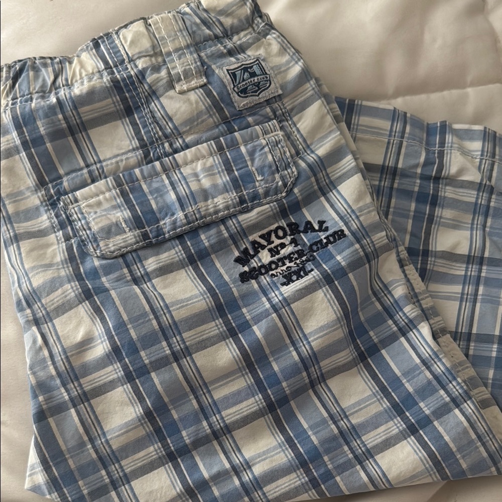 Blue and White Plaid Shorts